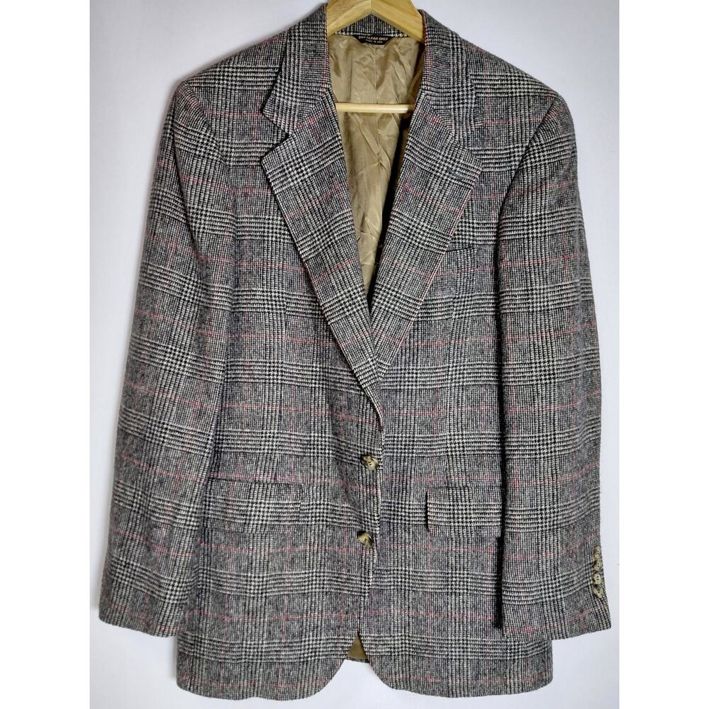 BILL BLASS Camel Hair Jackets Made in USA Plaid Men see measurements